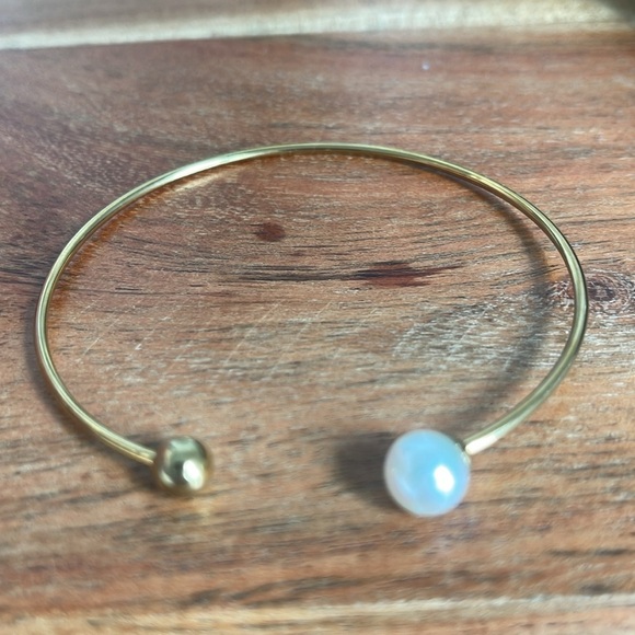 Gold plates mallorca bracelet with pearl - Picture 4 of 6